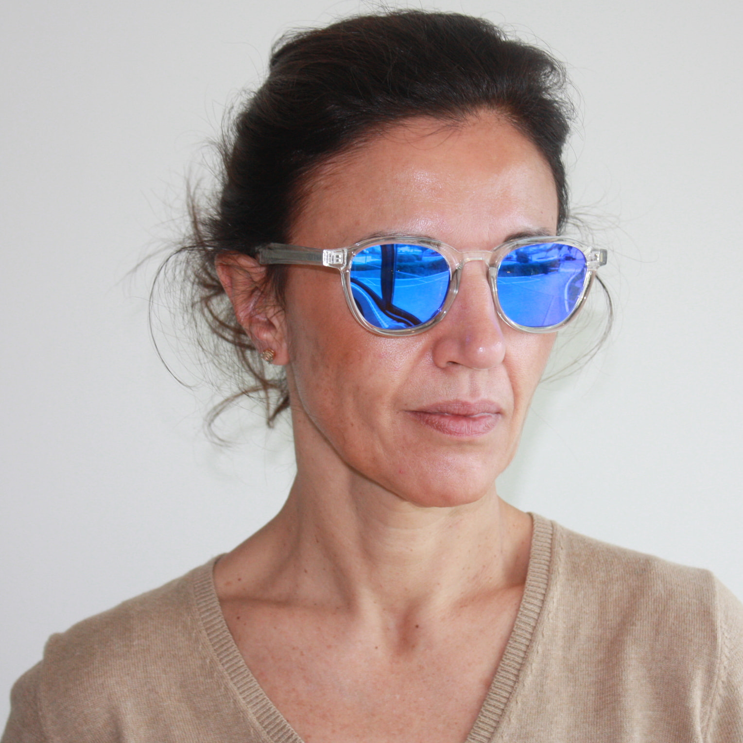 Gafas de sol OCEAN BONDI BEACH - Blanco transparente brillante / Revo azul