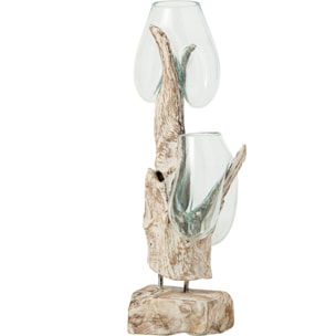 J-Line Vase sur base - verre - blanc cassé/transparent - extra large