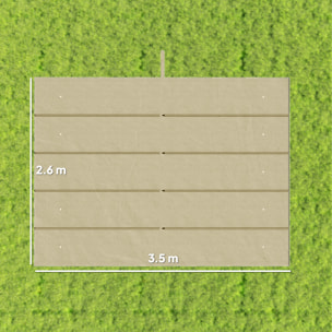 Techo de Pérgola 3,5x2,6 m, Techo de Repuesto Retráctil para Marco de Pérgola de 4x3 m, UV30+, Toldo de Tela Solo para Cenador Jardín con 10 Orificios de Drenaje, Beige