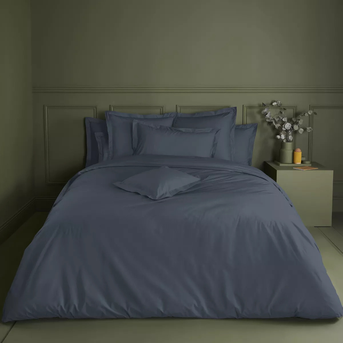 Drap housse b40 percale de coton uni bleu La percale francaise bleu