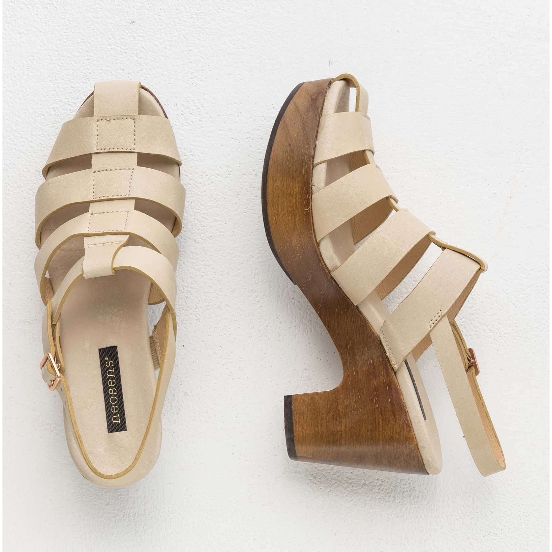 Sandalias con tacón S3271 RESTORED SKIN CREAM/ ST.LAURENT SANDAL color Cream