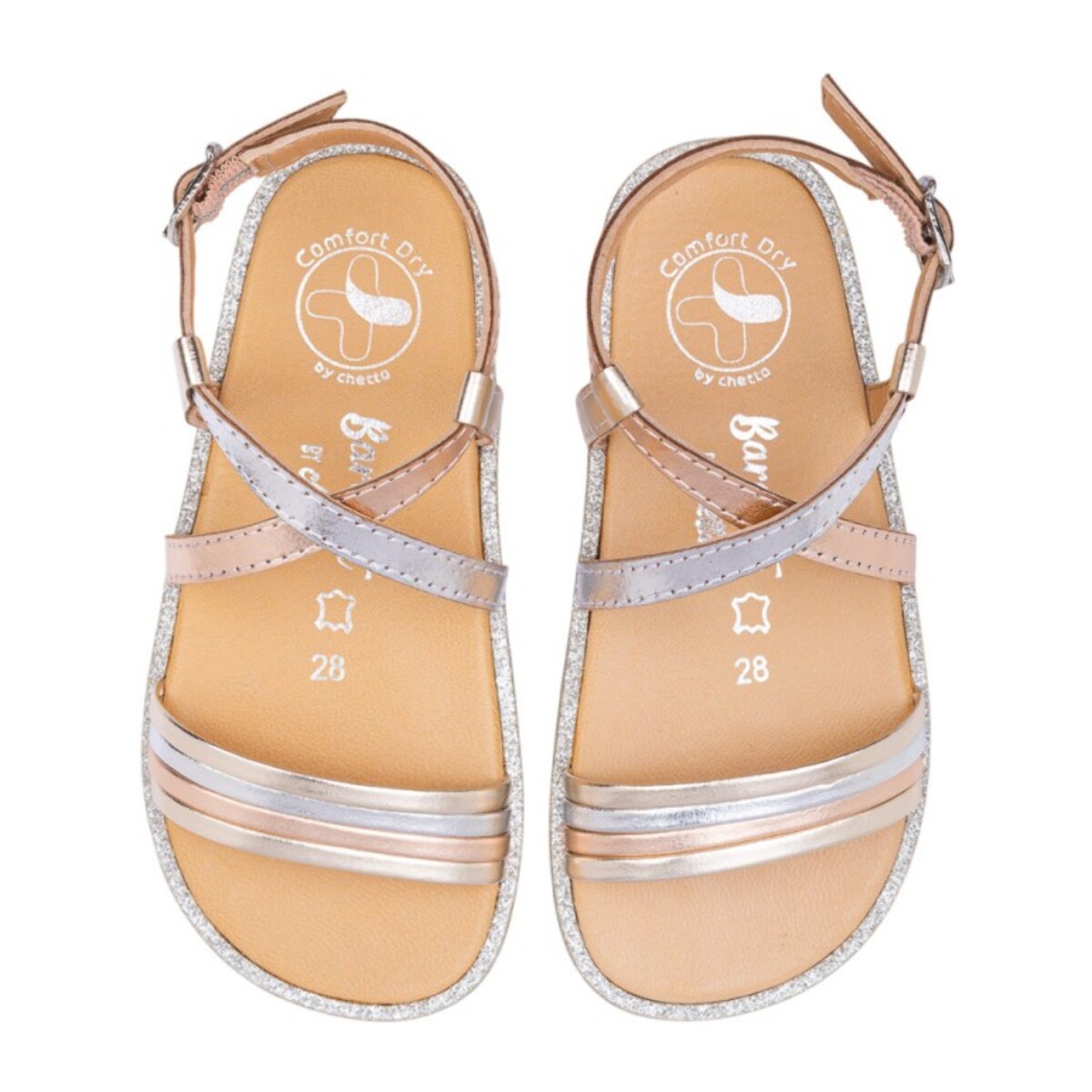 SANDALIA BAREFOOT DE PIEL CHETTO TIRAS PLATA