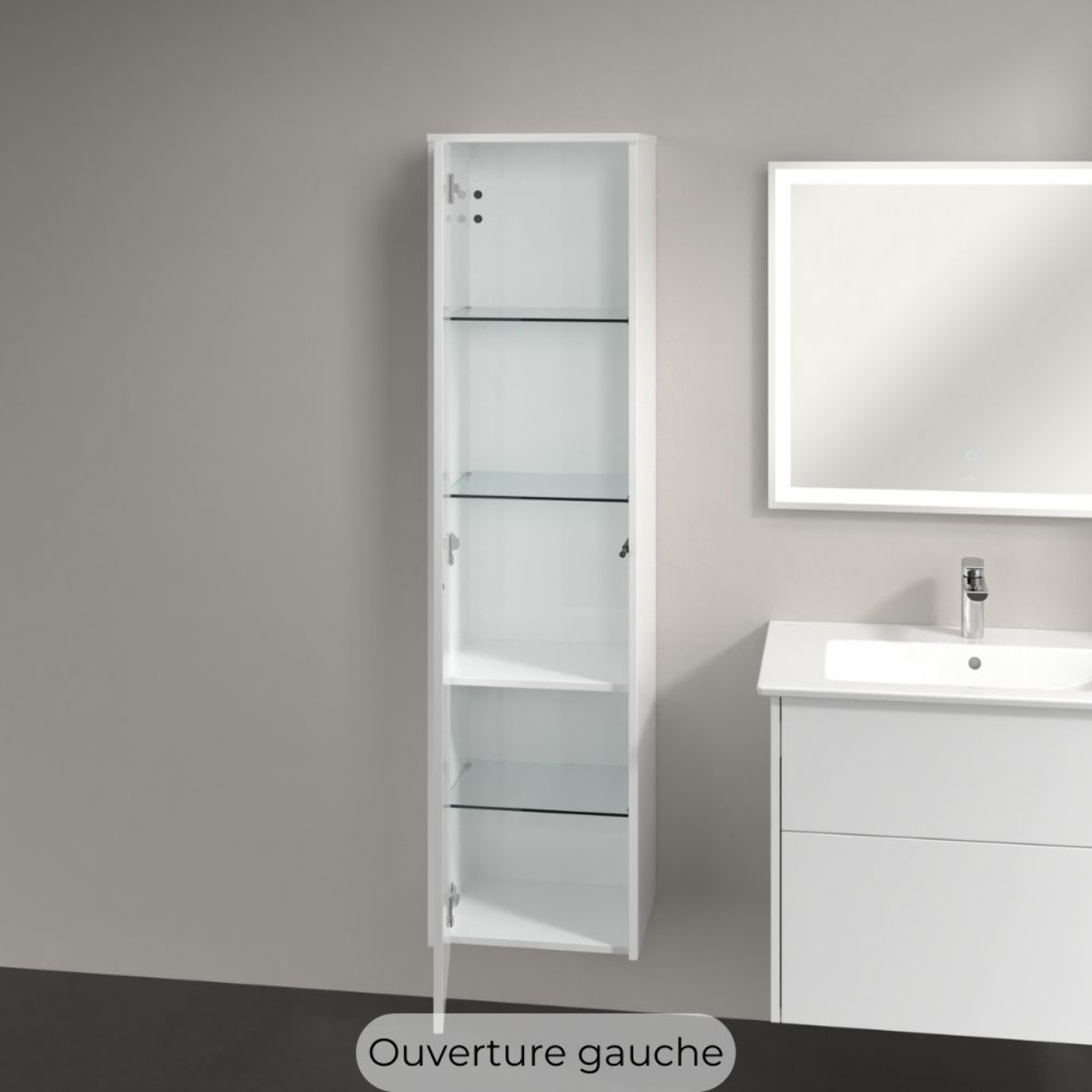 Armoire haute Finero Glossy White ouverture droite