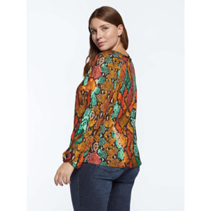 Fiorella Rubino - Blusa dalla stampa animalier colorata - Arancione