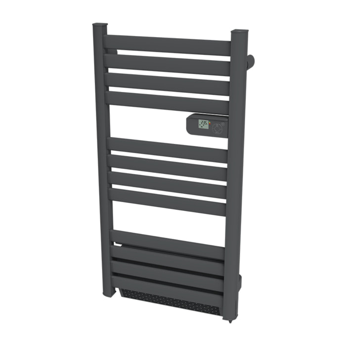 Radiateur sèche-serviette anthracite lames plates 500w soufflerie 1000w