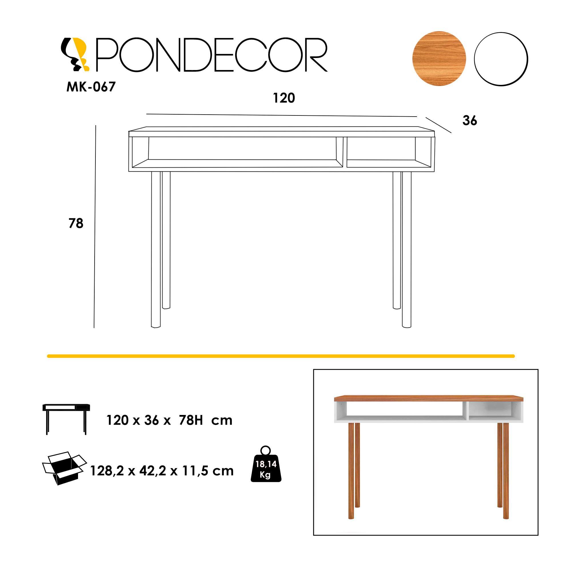 Consola CAPRI - 2 huecos - roble y blanco - 120x36x78cm