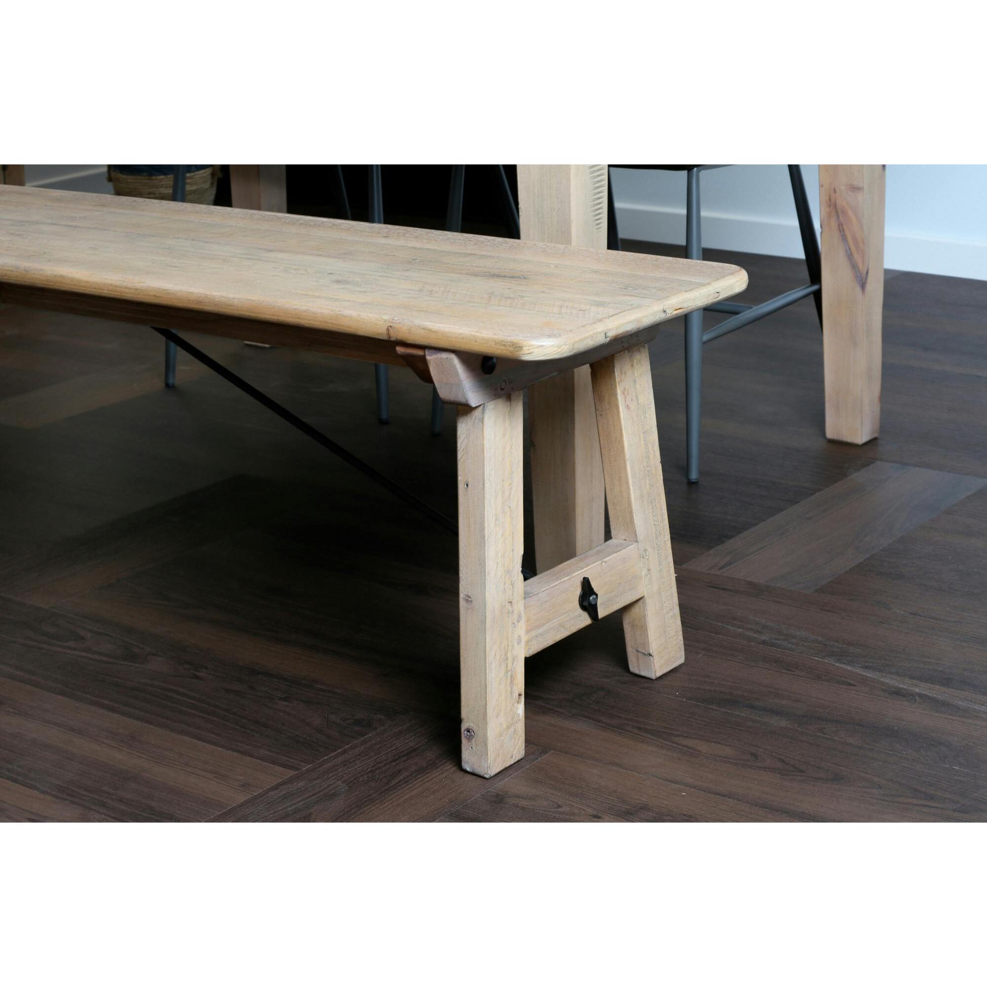 Banc de table bois recyclé clair 150 cm SALERNE