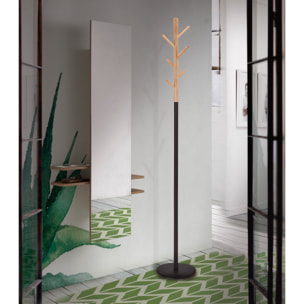 Perchero Bosquet madera-metal roble-negro 178x28x28 cm