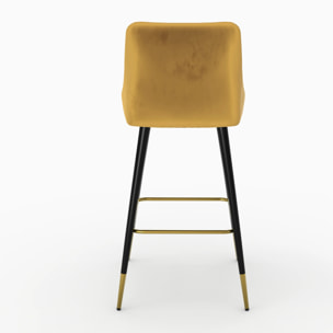 Lot de 2 chaises de bar en velours jaune curry 78 cm - Aristote