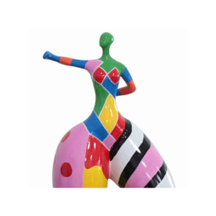 Statue femme qui danse en résine multicolore H68cm - SUMA 02