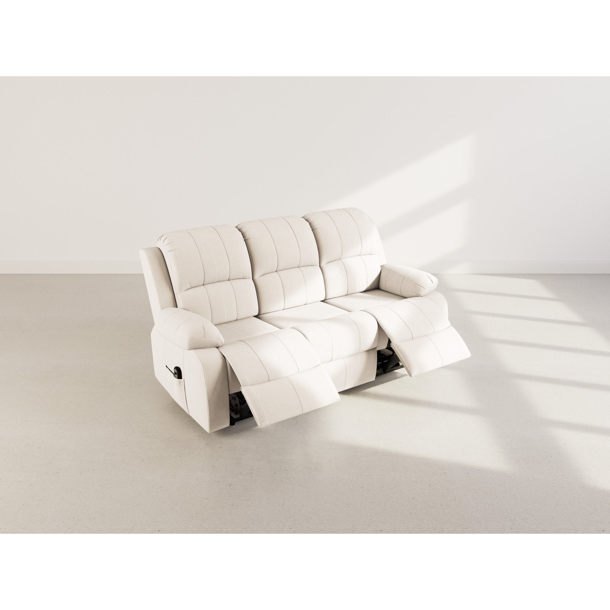 Armand - Canapé 3 places relax électrique en velours côtelé - Beige