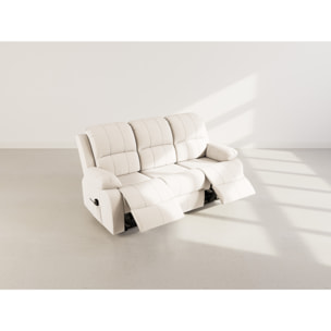 Armand - Canapé 3 places relax électrique en velours côtelé - Beige