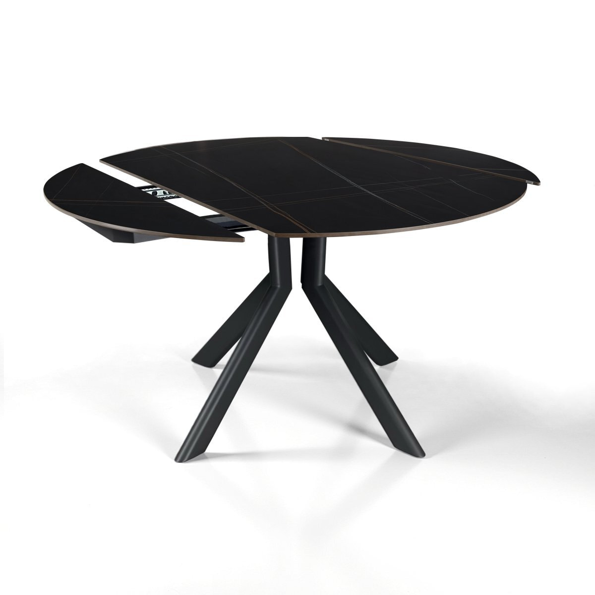 Table à manger extensible Tomasucci TAAK, en céramique, marbre noir, gris H.77 P.85 L.135