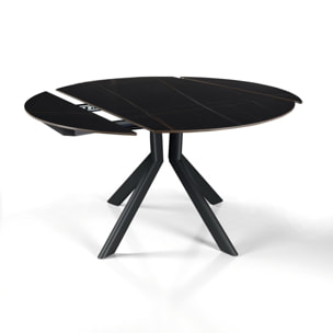 Table à manger extensible Tomasucci TAAK, en céramique, marbre noir, gris H.77 P.85 L.135