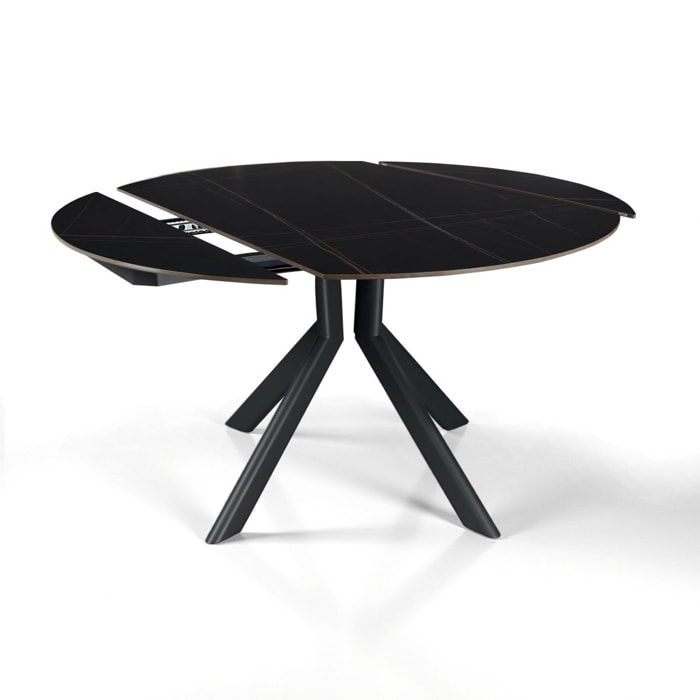 Table à manger extensible Tomasucci TAAK, en céramique, marbre noir, gris H.77 P.85 L.135