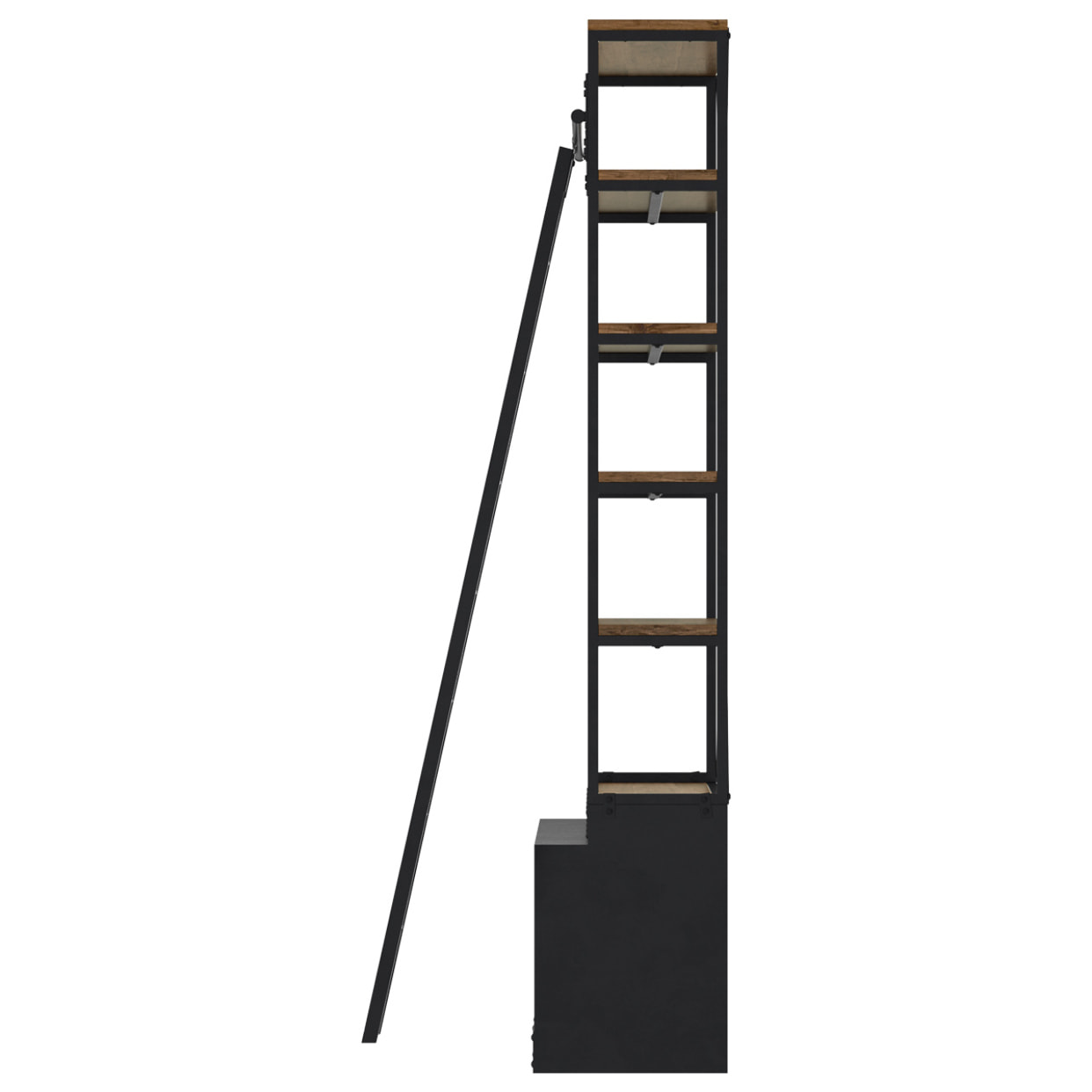 Bibliothèque 160 cm en bois et métal avec échelle, 4 tiroirs - Kasi