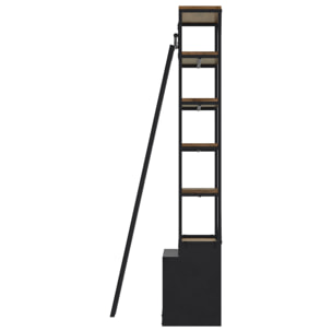 Bibliothèque 160 cm en bois et métal avec échelle, 4 tiroirs - Kasi