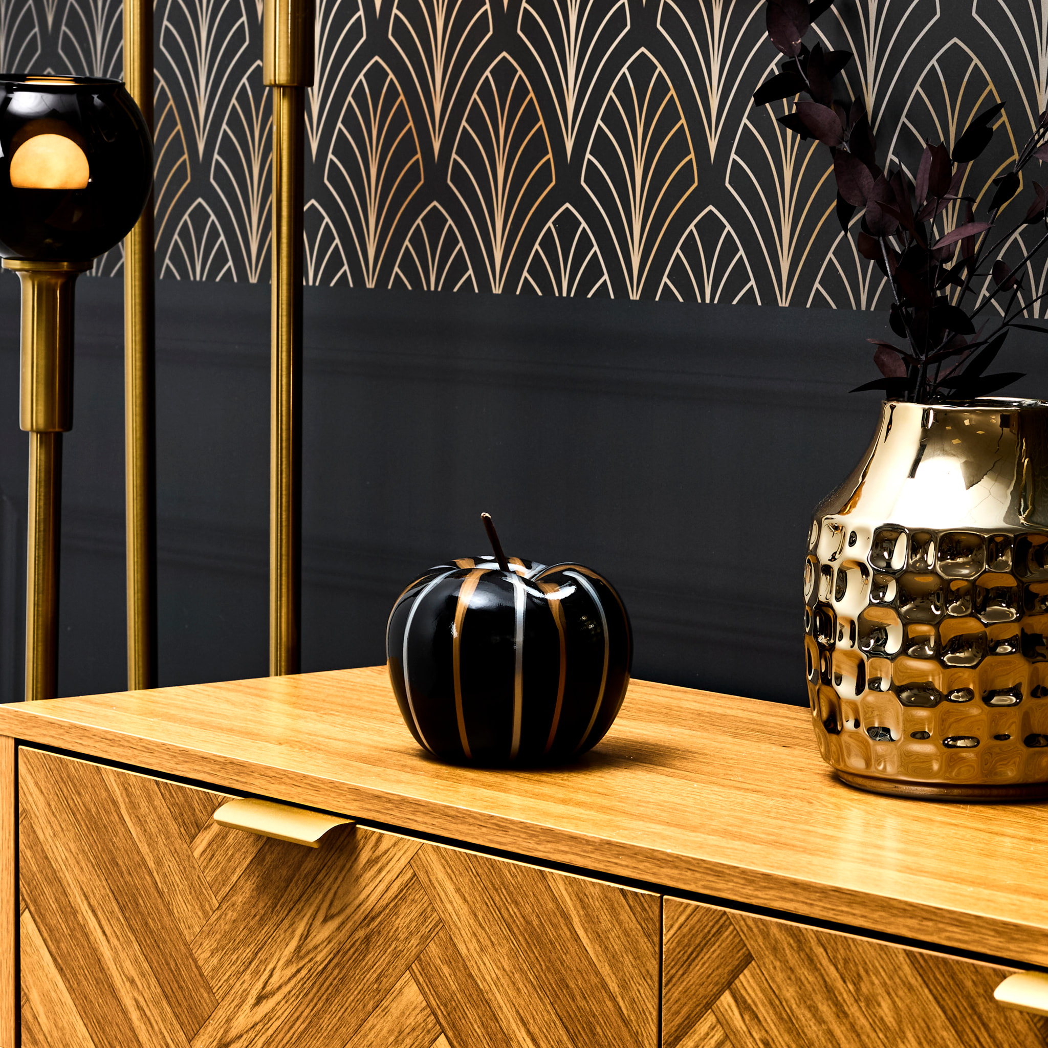 Statue Pomme Coulure Bronze Et Argent H13cm