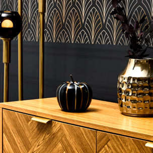 Statue Pomme Coulure Bronze Et Argent H13cm