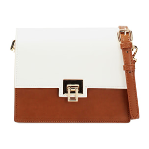 Bolso con correa de hombro blanco y marrón