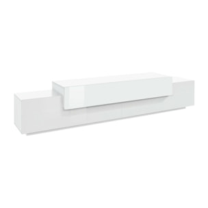 Mobile porta TV Nico, Credenza bassa da soggiorno, Base porta TV, 100% Made in Italy, cm 240x45h52, Bianco lucido