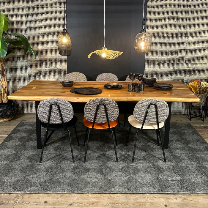 Table en bois d'acacia et pieds en métal noir 250cm CALAO