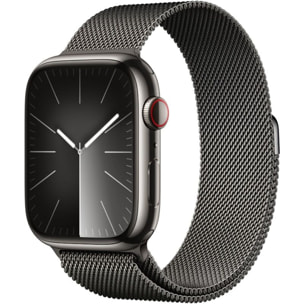 Montre connectée APPLE WATCH Serie 9 Cellular 45mm Acier/Graphite Milanais Graphite Loop