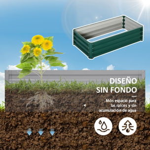 Jardinera Elevada de Acero Galvanizado Huerto Urbano para Cultivar Plantas Flores Hierba Macetero Exterior Rectangular con Fondo Abierto 120x60x30,5 cm Verde