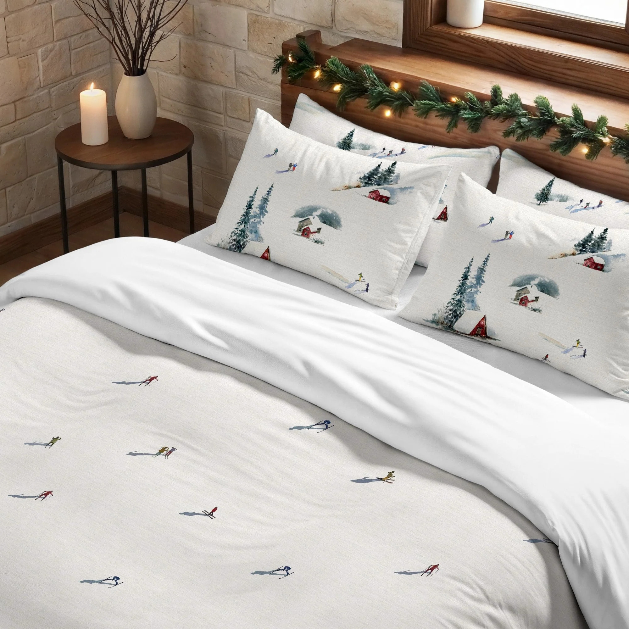 Housse de couette avec pressions Skieurs