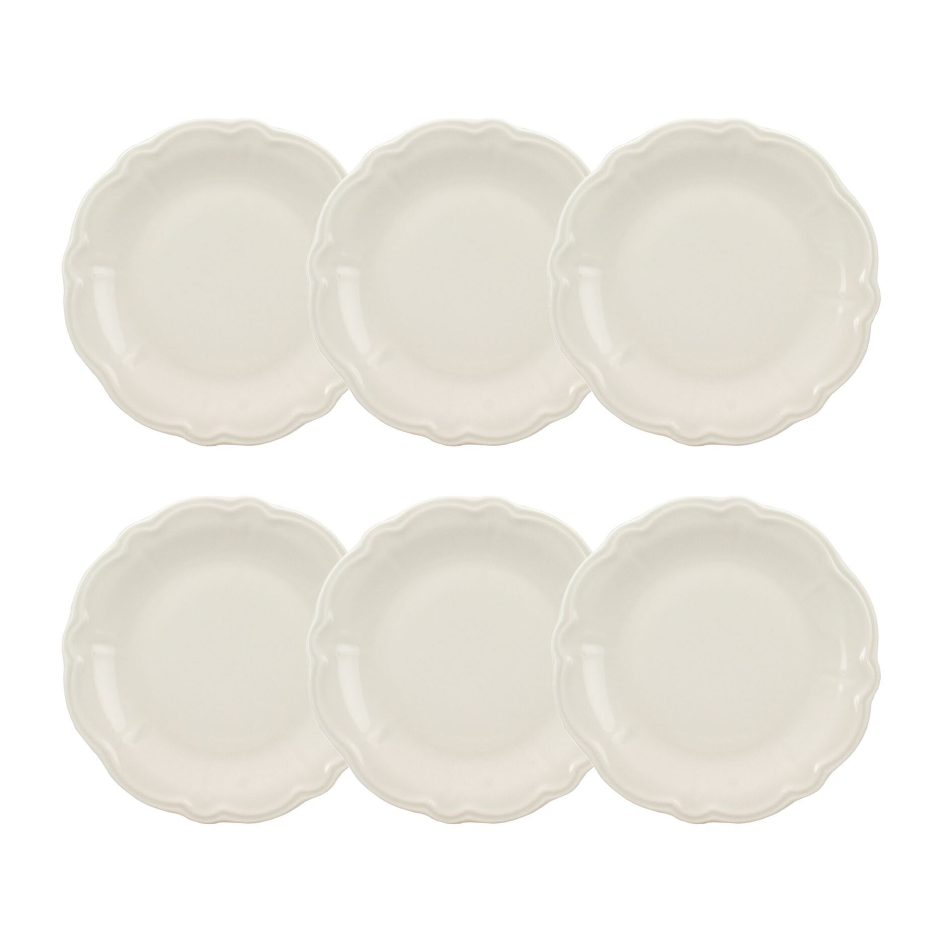 Lot de 6 assiettes à dessert en grès blanc 20cm CHARLOTTE