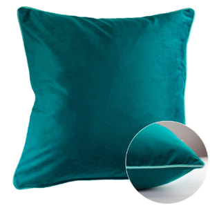 Housse de coussin polyester anti tache uni Velours uni canard-bleu