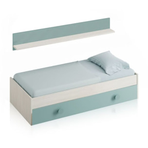 Cama doble juvenil Yuki Blanco Alpes - Verde Acqua