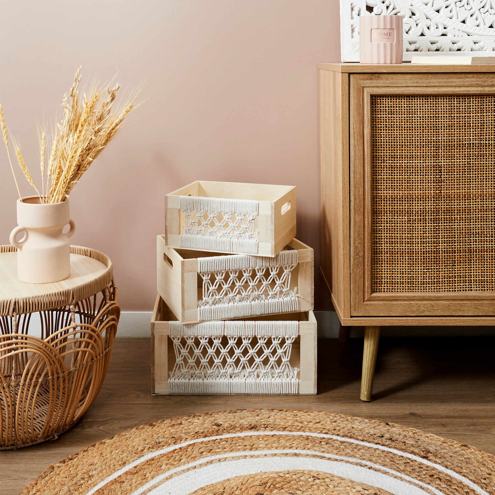 Caisse Bois Gigogne Boho X3