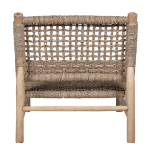 Chaise relax lounge en bois de teck et cannage cordes tressées - PIOU