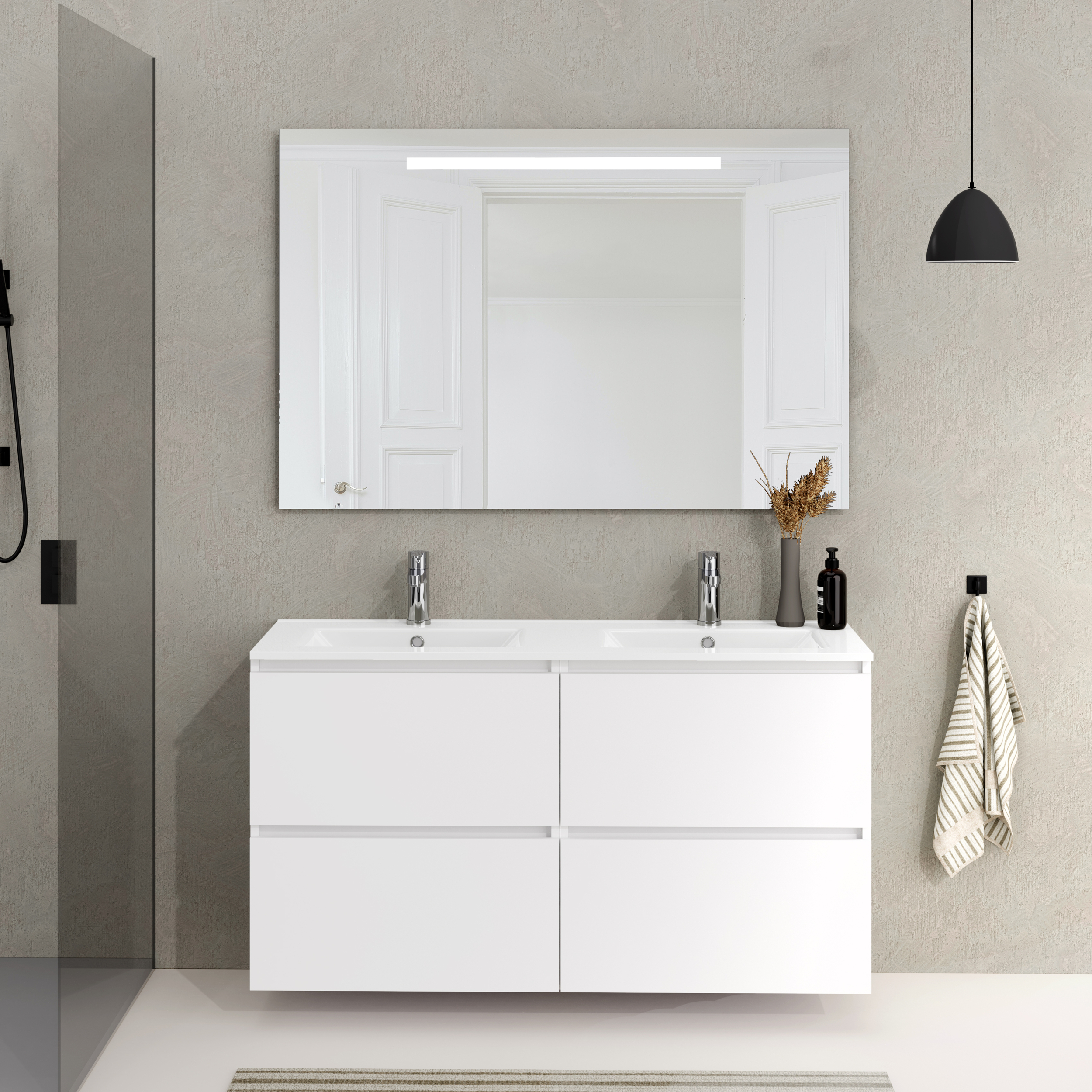 Conjunto mueble de baño SEA Alday, 120cm, Blanco mate