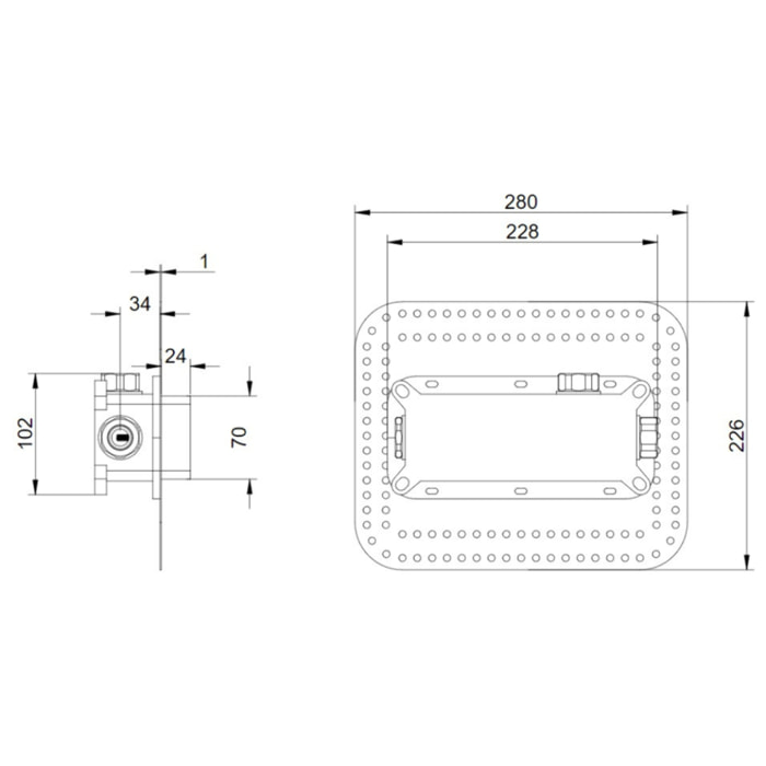 Corps encastré pour robinet mural rectangle Universal