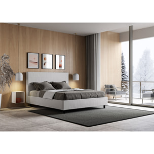 Letto matrimoniale con rete imbottito 160x210 similpelle bianco Focus