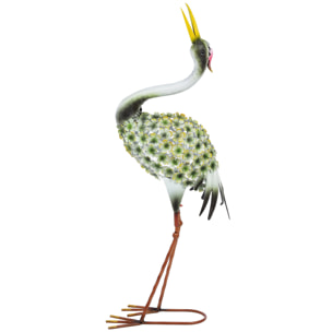 Statue de jardin héron debout décoration extérieure métal vert