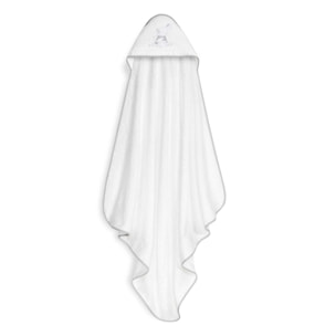 Capa Baño 1X1 Mod Conejitos Abrazos Pasacinta + Gorro Bco/Gris