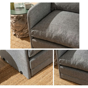 Fauteuil convertible gris lin 1 place couchage 200 cm ORURO