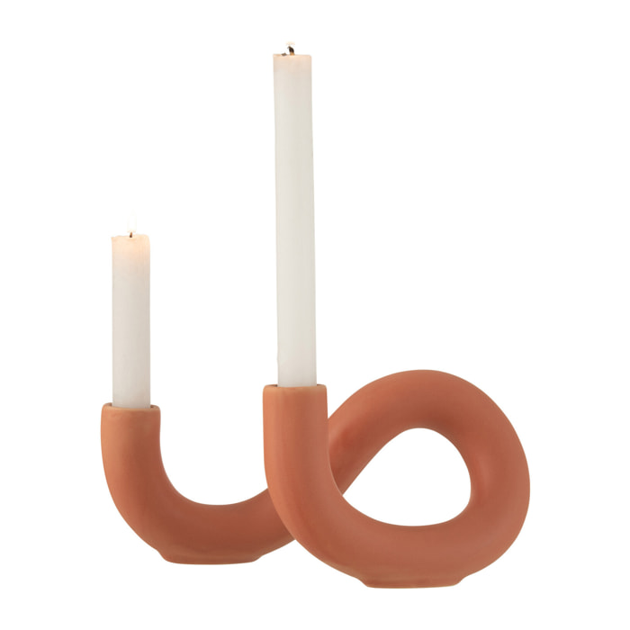 J-Line bougeoir Torsion 2 Bougies - céramique - orange
