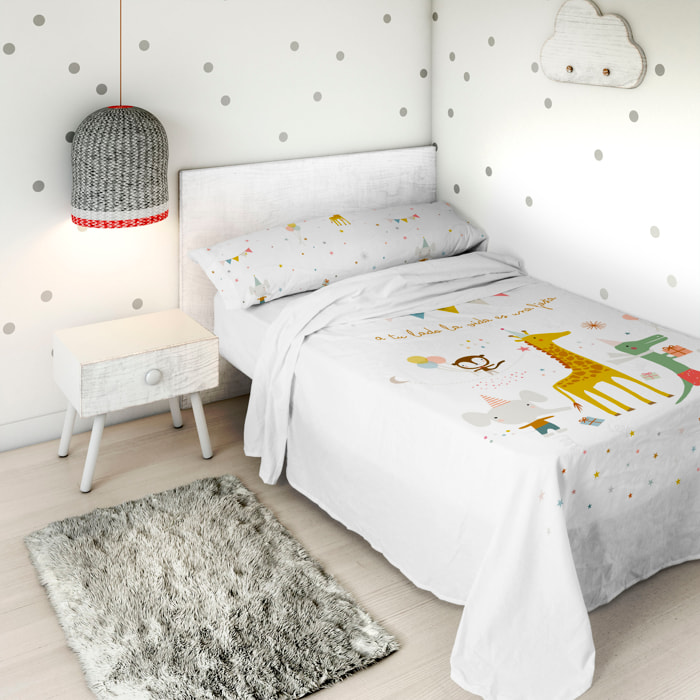 Haciendo el Indio - Juego de Sábanas Estampadas - Infantil - Incluye 1 Funda de Almohada - 100% Algodón - Fiesta