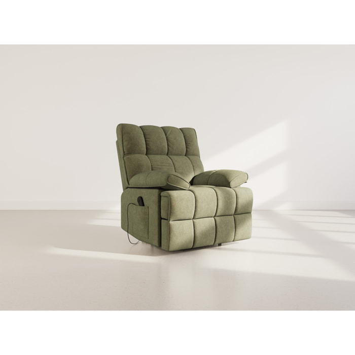 Chandler - Fauteuil relax électrique en velours texturé - Vert