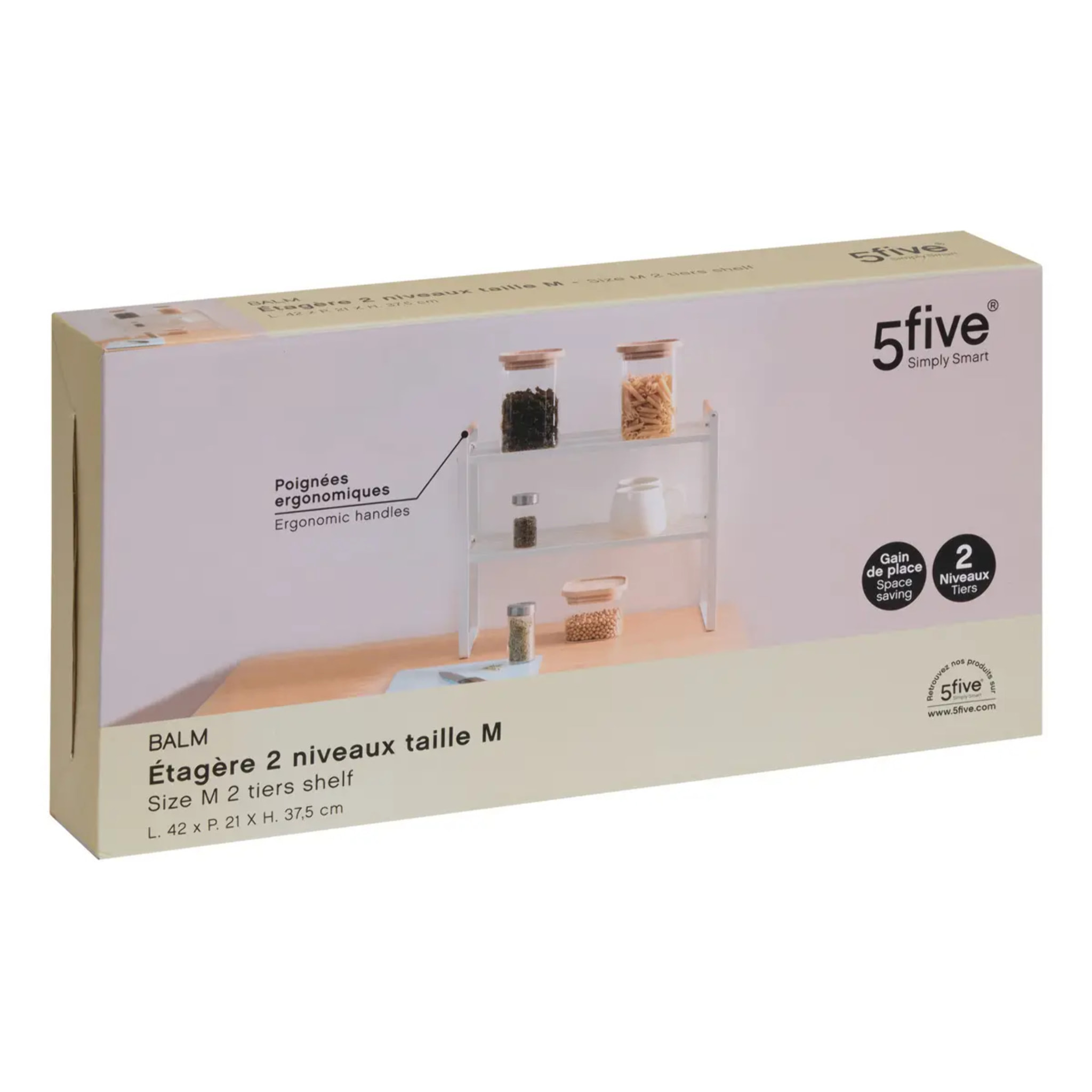 Etagère 2 niveaux Balm blanc L42cm