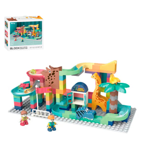 Bloques de construcción de dinosaurios con pista de bolas. 147 piezas.