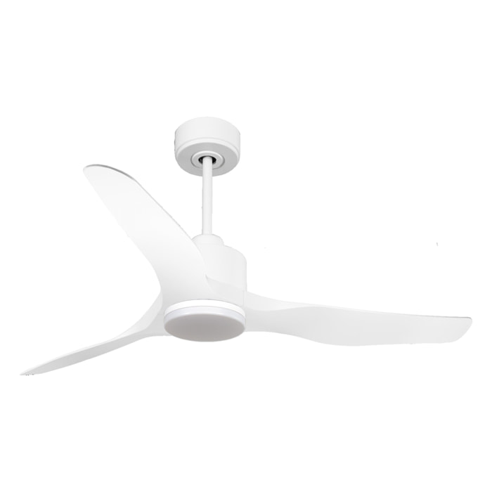 Ventilador de techo Reversible Termostato Dimable Wifi Motor DC Techos Inclinados Mando a Distancia Luz tres tonos Adaptador 2/3 Aspas Hypersilence Memoria ThassosD127C03LED67773 PURLINE