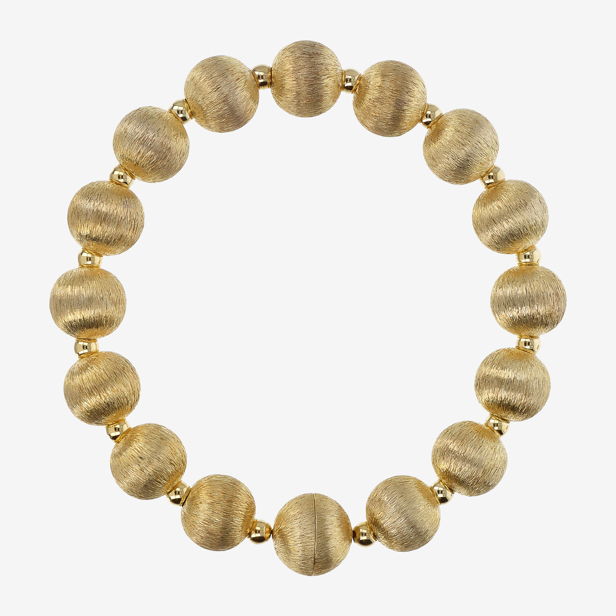 Bracciale a Maxi Bead Satinate in Argento 925 placcato Oro Giallo 18Kt