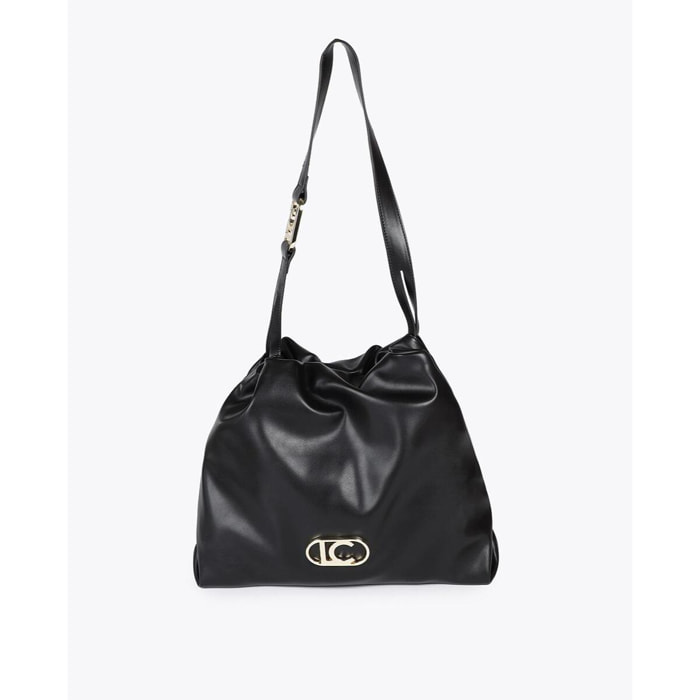 Borsa shopper effetto pelle con logo