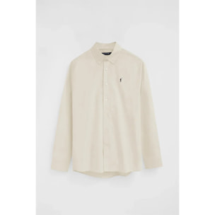 Camisa oxford beige de corte regular y logo Rigby Go