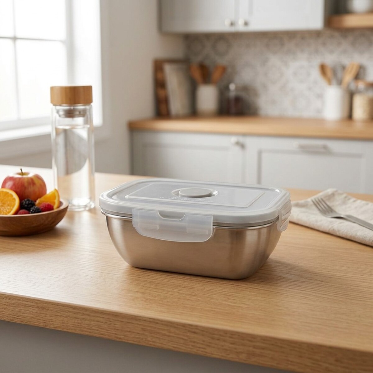 Lunch box inox allant au microonde avec couvercle Fackelmann